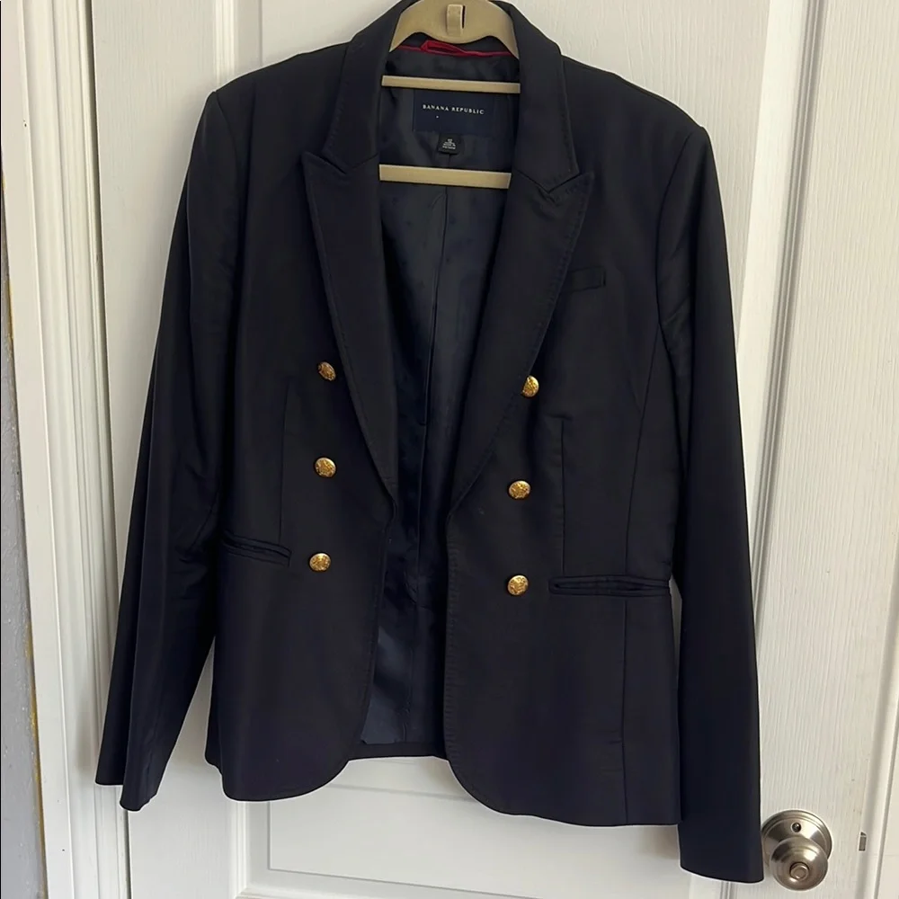 Banana Republic Black and Gold Blazer Classic Suit Jacket - Picture 2 of 4
